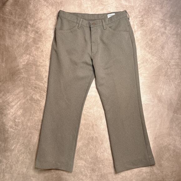 Vintage 70s Farah Tan Brown Polyester Formal Pants Slacks Retro Party Disco - Picture 7 of 7